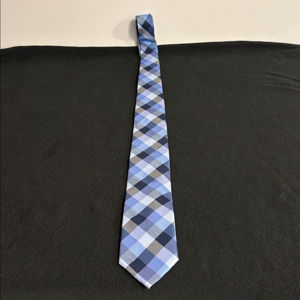 Tommy Hilfiger Blue and Black Checkered Tie